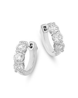 Bloomingdale's Fine Collection Bloomingdale's Fine Collection Diamond Three Stone Huggie Earrings in 14K Gold, 1.5 tcw