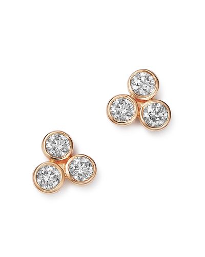 Bloomingdale's Fine Collection Bloomingdale's Fine Collection Diamond Three Stone Stud Earrings in 14K Rose Gold, 0.30 tcw