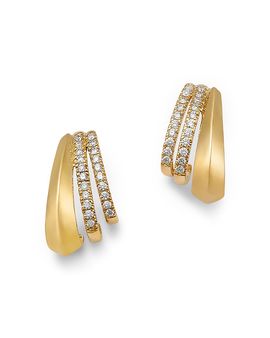 Bloomingdale's Fine Collection Bloomingdale's Fine Collection Diamond Triple Row Huggie Hoop Earrings in 14K Yellow Gold, 0.25 tcw