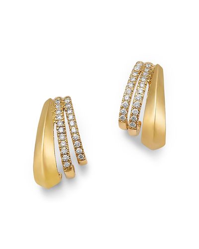 Bloomingdale's Fine Collection Bloomingdale's Fine Collection Diamond Triple Row Huggie Hoop Earrings in 14K Yellow Gold, 0.25 tcw