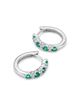 Bloomingdale's Fine Collection Bloomingdale's Fine Collection Emerald & Diamond Huggie Hoop Earrings in 14K White Gold - 3
