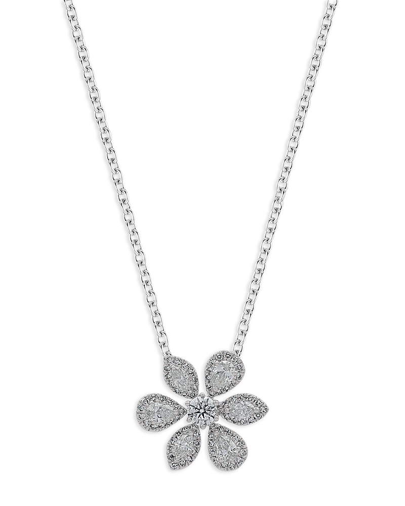 Bloomingdale's Fine Collection Bloomingdale's Fine Collection Fancy Cut Diamond Flower Pendant Necklace in 14K White Gold, 18