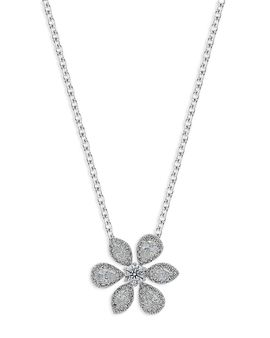 Bloomingdale's Fine Collection Bloomingdale's Fine Collection Fancy Cut Diamond Flower Pendant Necklace in 14K White Gold, 18