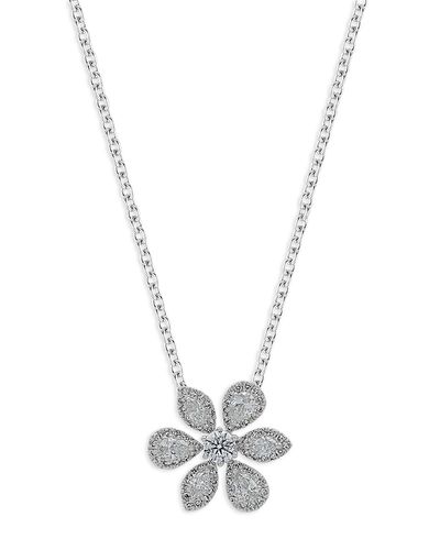 Bloomingdale's Fine Collection Bloomingdale's Fine Collection Fancy Cut Diamond Flower Pendant Necklace in 14K White Gold, 18
