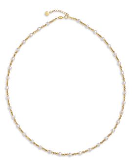 Bloomingdale's Fine Collection Bloomingdale's Fine Collection Freshwater Pearl & Textured Bead Collar Necklace in 14K Yellow Gold, 16.5-17.5