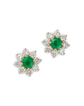 Bloomingdale's Fine Collection Bloomingdale's Fine Collection Gemstone & Diamond Classic Flower Cluster Stud Earrings in 14K Gold