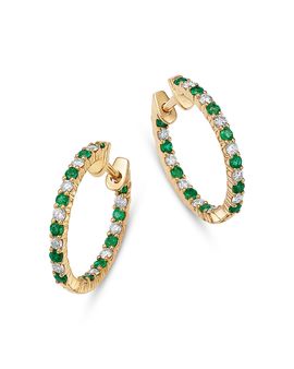 Bloomingdale's Fine Collection Bloomingdale's Fine Collection Gemstone & Diamond Inside-Out Hoop Earrings in 14K Gold