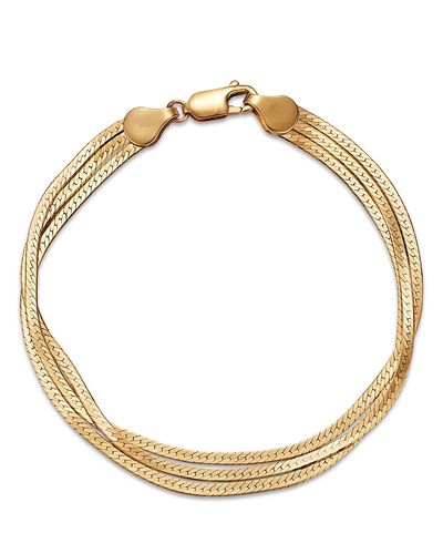Bloomingdale's Fine Collection Bloomingdale's Fine Collection Herringbone Link Three Strand Bracelet in 14K Yellow Gold