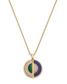 Bloomingdale's Fine Collection Bloomingdale's Fine Collection Lapis Lazuli, Malachite & Diamond Medallion Pendant Necklace in 14K Yellow Gold