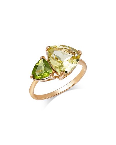 Bloomingdale's Fine Collection Bloomingdale's Fine Collection Lemon Quartz & Peridot Toi et Moi Ring in 14K Yellow Gold