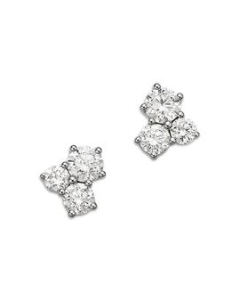 Bloomingdale's Fine Collection Bloomingdale's Fine Collection Luxe Collection Certified Lab Grown Diamond 3 Stone Cluster Stud Earrings in 14K Gold, 1.0 tcw