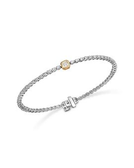 Bloomingdale's Fine Collection Bloomingdale's Fine Collection Luxe Collection Certified Lab Grown Diamond Asscher Cut Tennis Bracelet in 14K White & Yellow Gold, 1.5 tcw