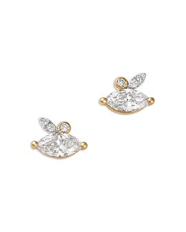 Bloomingdale's Fine Collection Bloomingdale's Fine Collection Luxe Collection Certified Lab Grown Diamond Cluster Stud Earrings in 14K Yellow Gold, 1.0 tcw