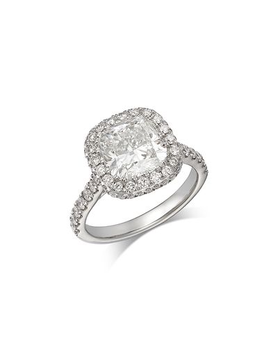 Bloomingdale's Fine Collection Bloomingdale's Fine Collection Luxe Collection Certified Lab Grown Diamond Cushion Cut Halo Engagement Ring in 18K White Gold, 4.0 tcw