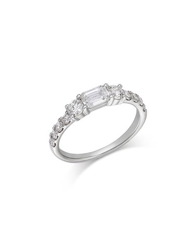 Bloomingdale's Fine Collection Bloomingdale's Fine Collection Luxe Collection Certified Lab Grown Diamond Emerald & Round Cut Band in 18K White Gold, 1.0 tcw