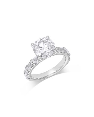 Bloomingdale's Fine Collection Bloomingdale's Fine Collection Luxe Collection Certified Lab Grown Diamond Emerald Cut Band Engagement Ring in 18K White Gold, 4.2 tcw