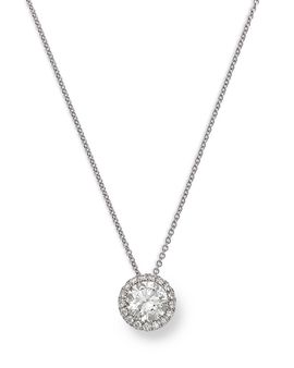 Bloomingdale's Fine Collection Bloomingdale's Fine Collection Luxe Collection Certified Lab Grown Diamond Halo Pendant Necklace in 14K White Gold, 2.0 tcw