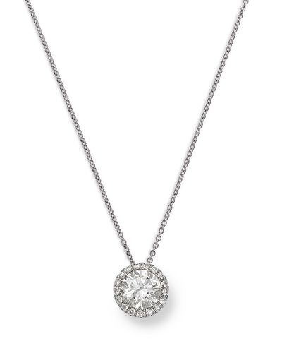 Bloomingdale's Fine Collection Bloomingdale's Fine Collection Luxe Collection Certified Lab Grown Diamond Halo Pendant Necklace in 14K White Gold, 2.0 tcw
