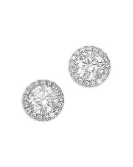 Bloomingdale's Fine Collection Bloomingdale's Fine Collection Luxe Collection Certified Lab Grown Diamond Halo Stud Earrings in 14K White Gold, 4.0 tcw