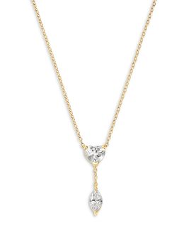Bloomingdale's Fine Collection Bloomingdale's Fine Collection Luxe Collection Certified Lab Grown Diamond Heart & Marquis Drop Necklace in 14K Yellow Gold, 1.5 tcw