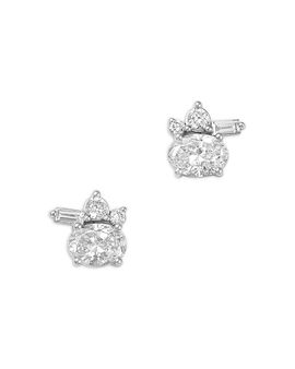 Bloomingdale's Fine Collection Bloomingdale's Fine Collection Luxe Collection Certified Lab Grown Diamond Mixed Cut Cluster Stud Earrings in 14K White Gold, 0.75 tcw