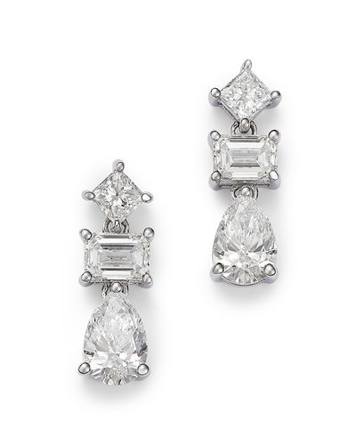 Bloomingdale's Fine Collection Bloomingdale's Fine Collection Luxe Collection Certified Lab Grown Diamond Mixed Cut Drop Earrings in 14K White Gold, 2.0 tcw