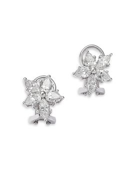 Bloomingdale's Fine Collection Bloomingdale's Fine Collection Luxe Collection Certified Lab Grown Diamond Mixed Cut Flower Earrings in 14K White Gold, 2.50 tcw