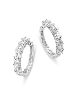 Bloomingdale's Fine Collection Bloomingdale's Fine Collection Luxe Collection Certified Lab Grown Diamond Mixed Cut Hoop Earrings in 14K White Gold, 4.0 tcw