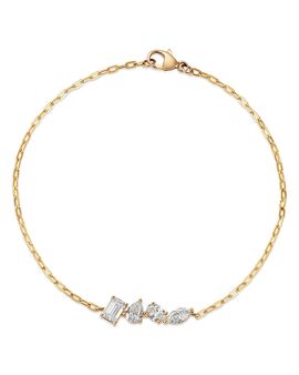 Bloomingdale's Fine Collection Bloomingdale's Fine Collection Luxe Collection Certified Lab Grown Diamond Mixed Cut Paperclip Chain Bracelet in 14K Yellow Gold, 1.0 tcw