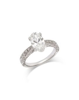 Bloomingdale's Fine Collection Bloomingdale's Fine Collection Luxe Collection Certified Lab Grown Diamond Oval Cut Milgrain Engagement Ring in 18K White Gold, 2.1 tcw