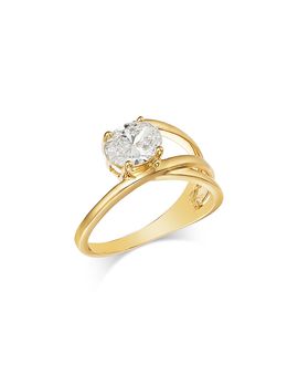 Bloomingdale's Fine Collection Bloomingdale's Fine Collection Luxe Collection Certified Lab Grown Diamond Oval Cut Solitaire Wrap Ring in 14K Yellow Gold, 1.0 tcw