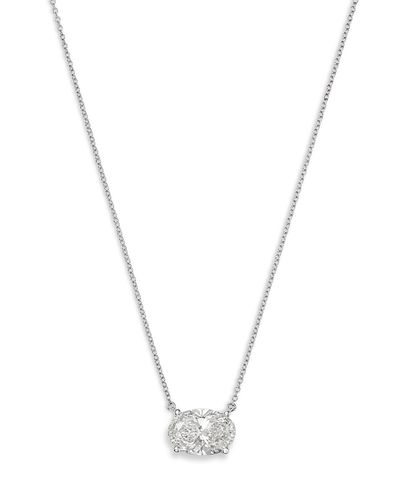Bloomingdale's Fine Collection Bloomingdale's Fine Collection Luxe Collection Certified Lab Grown Diamond Oval Solitaire Pendant Necklace in 18K White Gold, 3.0 tcw