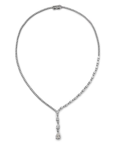 Bloomingdale's Fine Collection Bloomingdale's Fine Collection Luxe Collection Certified Lab Grown Diamond Pear & Round Drop Lariat Necklace in 14K White Gold, 5.0 tcw