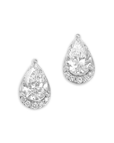 Bloomingdale's Fine Collection Bloomingdale's Fine Collection Luxe Collection Certified Lab Grown Diamond Pear Shaped Half Halo Stud Earrings in 14K White Gold, 1.50 tcw