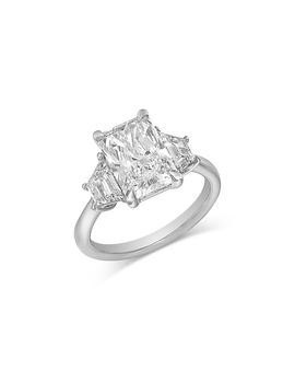 Bloomingdale's Fine Collection Bloomingdale's Fine Collection Luxe Collection Certified Lab Grown Diamond Radiant & Trapezoid Cut Engagement Ring in 18K White Gold, 4.0 tcw
