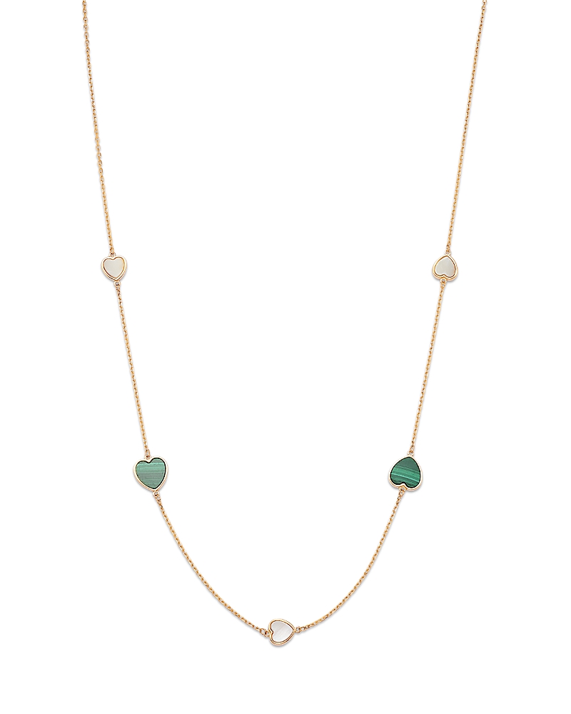 Bloomingdale's Fine Collection Bloomingdale's Fine Collection Malachite & Mother of Pearl Heart Bezel Station Necklace in 14K Yellow Gold, 16.5-17.5