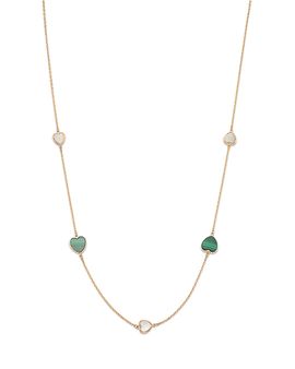 Bloomingdale's Fine Collection Bloomingdale's Fine Collection Malachite & Mother of Pearl Heart Bezel Station Necklace in 14K Yellow Gold, 16.5-17.5