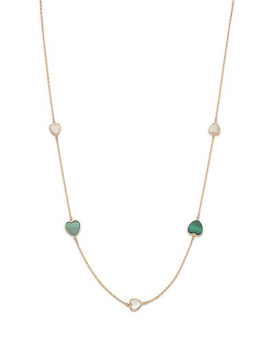 Bloomingdale's Fine Collection Bloomingdale's Fine Collection Malachite & Mother of Pearl Heart Bezel Station Necklace in 14K Yellow Gold, 16.5-17.5