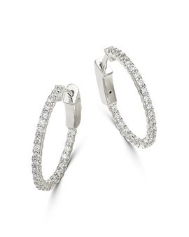 Bloomingdale's Fine Collection Bloomingdale's Fine Collection Micro-pave Diamond Inside Out Hoop Earrings in 14K White Gold, 0.5 tcw