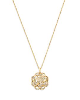Bloomingdale's Fine Collection Bloomingdale's Fine Collection Mother of Pearl & Diamond Flower Pendant Necklace in 14K Yellow Gold, 16-18