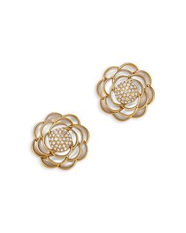 Bloomingdale's Fine Collection Bloomingdale's Fine Collection Mother of Pearl & Diamond Flower Stud Earrings in 14K Yellow Gold