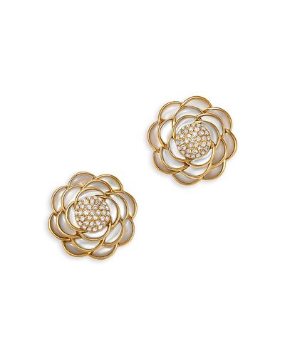 Bloomingdale's Fine Collection Bloomingdale's Fine Collection Mother of Pearl & Diamond Flower Stud Earrings in 14K Yellow Gold