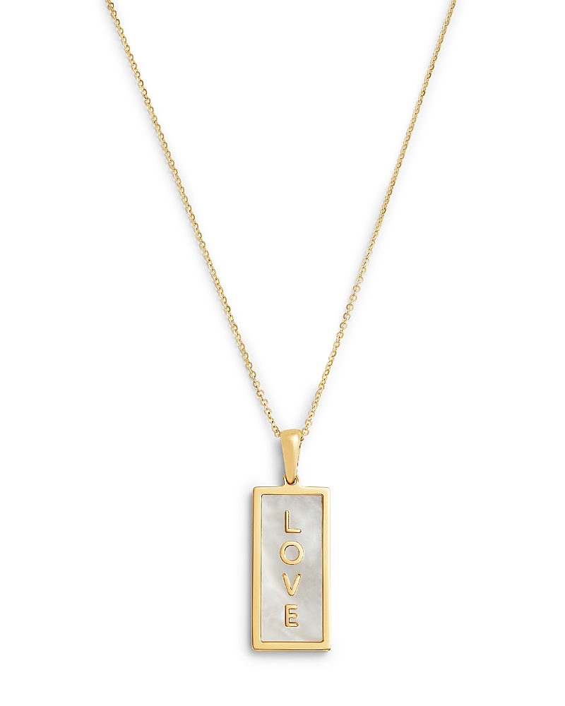 Bloomingdale's Fine Collection Bloomingdale's Fine Collection Mother of Pearl Love Tag Pendant Necklace in 14K Yellow Gold, 16-18