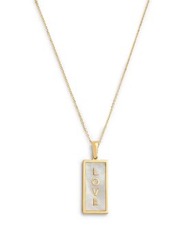 Bloomingdale's Fine Collection Bloomingdale's Fine Collection Mother of Pearl Love Tag Pendant Necklace in 14K Yellow Gold, 16-18