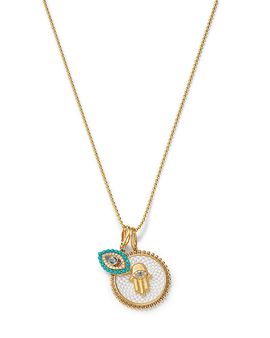 Bloomingdale's Fine Collection Bloomingdale's Fine Collection Multi Gemstone & Diamond Hamsa & Evil Eye Charm Pendant Necklace in 14K Yellow Gold, 16-18