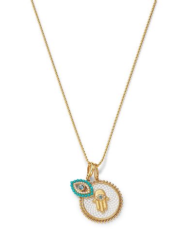 Bloomingdale's Fine Collection Bloomingdale's Fine Collection Multi Gemstone & Diamond Hamsa & Evil Eye Charm Pendant Necklace in 14K Yellow Gold, 16-18