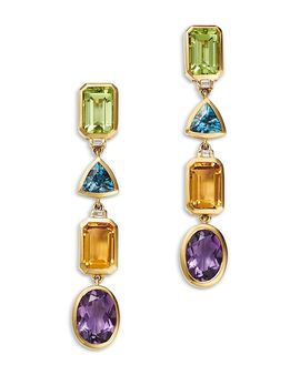 Bloomingdale's Fine Collection Bloomingdale's Fine Collection Multi Gemstone Mixed Cut & Diamond Accent Drop Earrings in 14K Yellow Gold