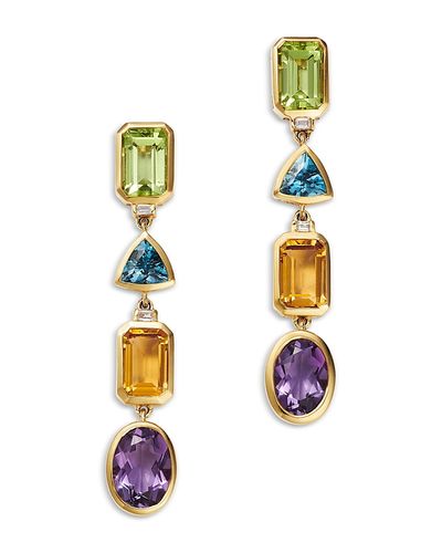 Bloomingdale's Fine Collection Bloomingdale's Fine Collection Multi Gemstone Mixed Cut & Diamond Accent Drop Earrings in 14K Yellow Gold