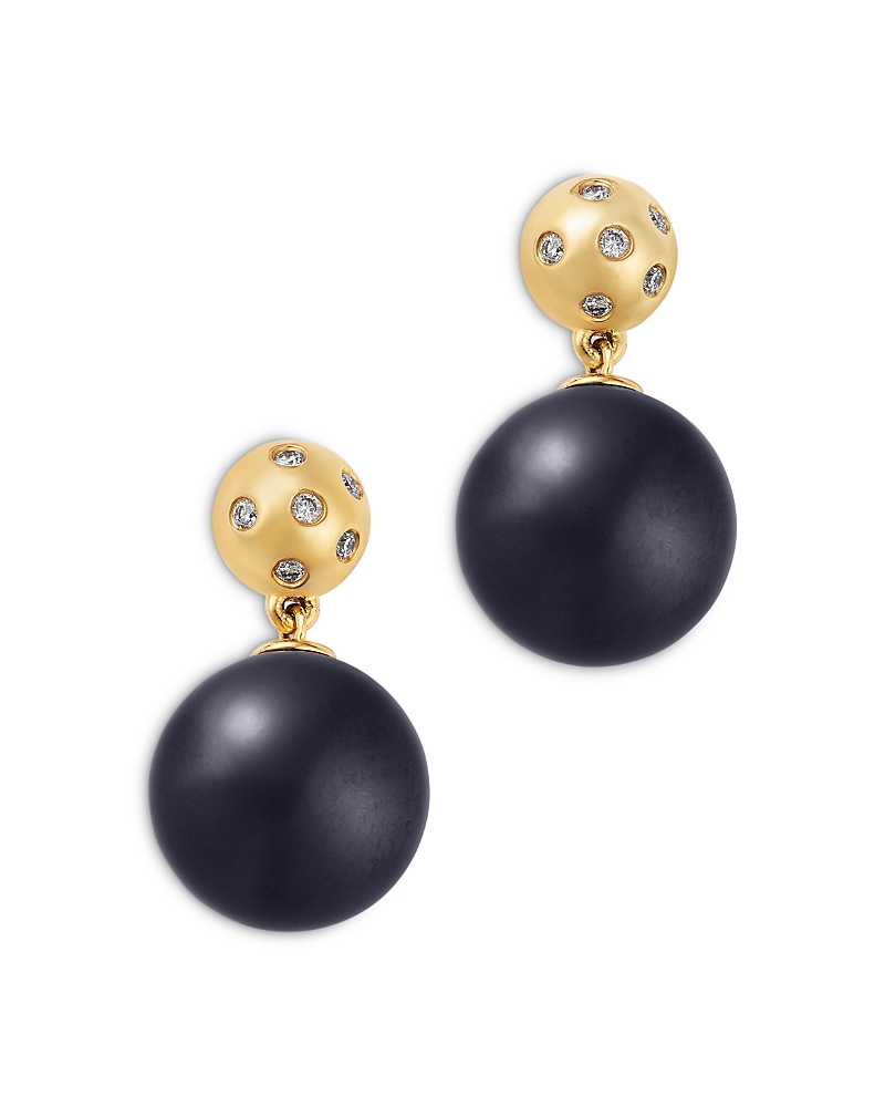 Bloomingdale's Fine Collection Bloomingdale's Fine Collection Onyx & Diamond Bead Drop Earrings in 14K Yellow Gold