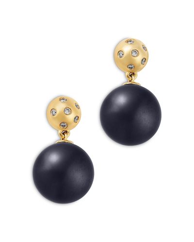 Bloomingdale's Fine Collection Bloomingdale's Fine Collection Onyx & Diamond Bead Drop Earrings in 14K Yellow Gold